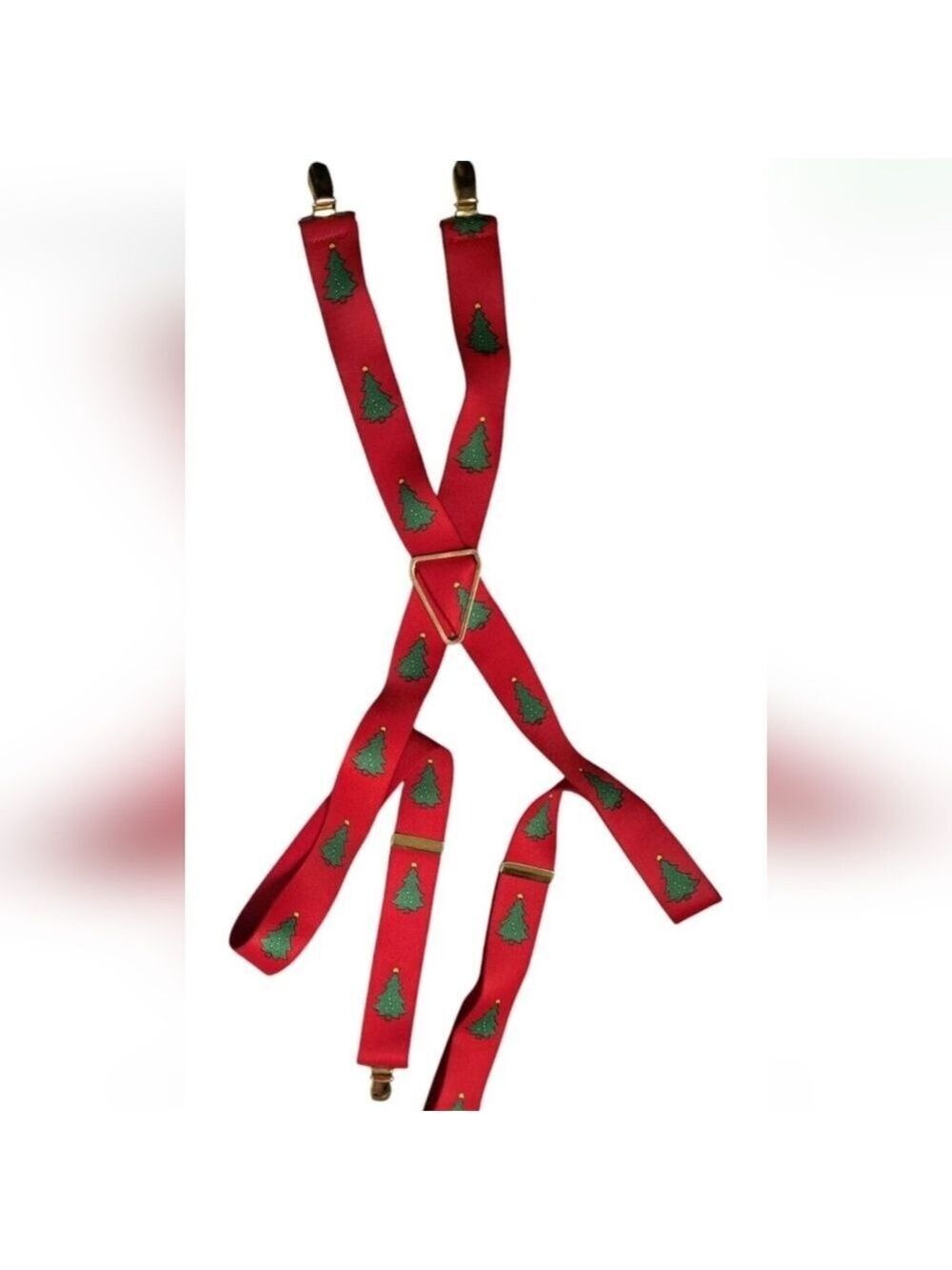 VTG CAS WEST GERMANY CHRISTMAS tree suspenders red gold HOLIDAY PARTY Fun